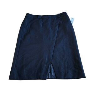Worthington womens Sz 14 black split front design office dress skirt
